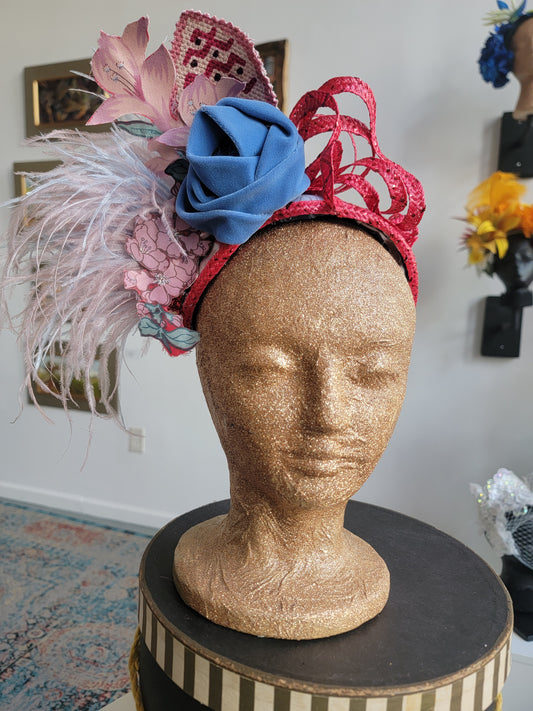 Blue Rose with Pastel Pouf